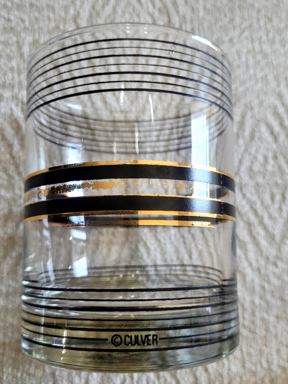 Culver Vintage Gold & Black Striped Highball Glass